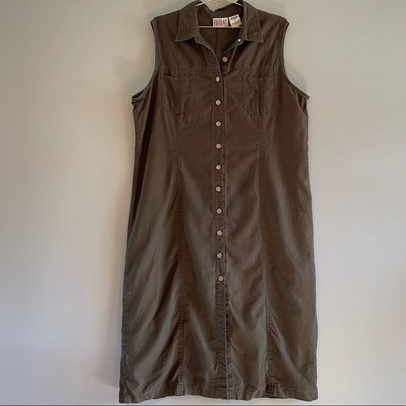 VTG Bill Blass Jeans Woman Sleeveless Linen Blend Long Sheath Dress || SZ 2X - Picture 3 of 10